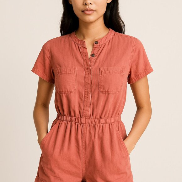 Cotton On Medium Blush Pink Soft Romper Playsuit Preppy Bohemian Cottagecore - Picture 1 of 6